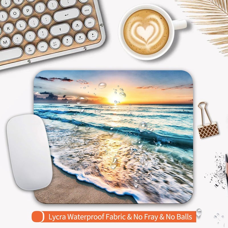 Armanza Square Mouse Pad Beach Sunset, Personalized Premium-Textured Custom Mouse Mat Design, Washable Mousepad Cloth, Non-Slip Rubber Base Computer Mouse Pads for Wireless Mouse - Image 3